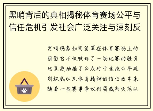 黑哨背后的真相揭秘体育赛场公平与信任危机引发社会广泛关注与深刻反思